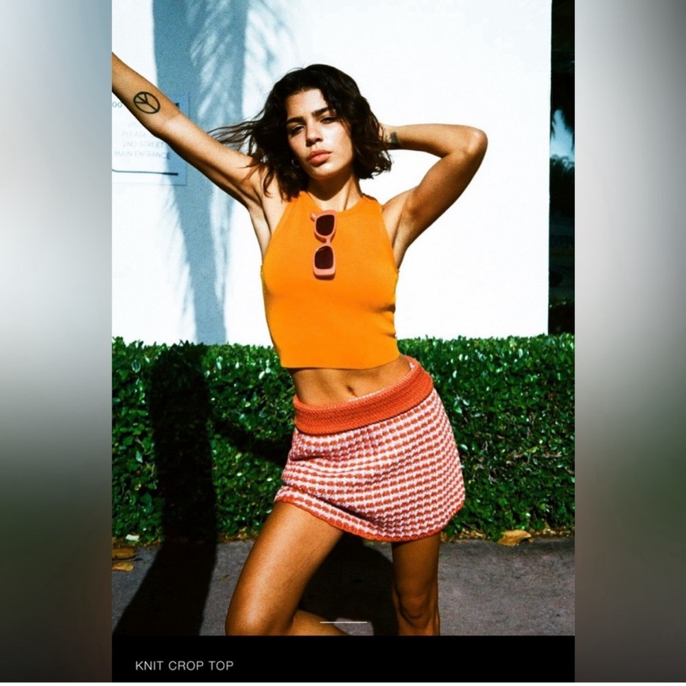 ZARA!!! Knit Crop Top; Size: L; Color: Orange